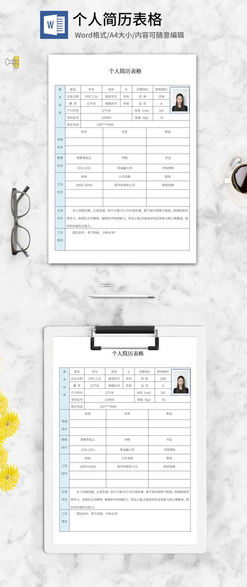 个人简历模板下载word
