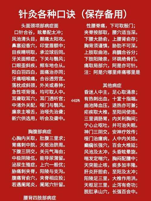 针灸趣味口诀内科治疗