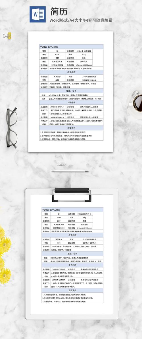 人力资源优质简历模板