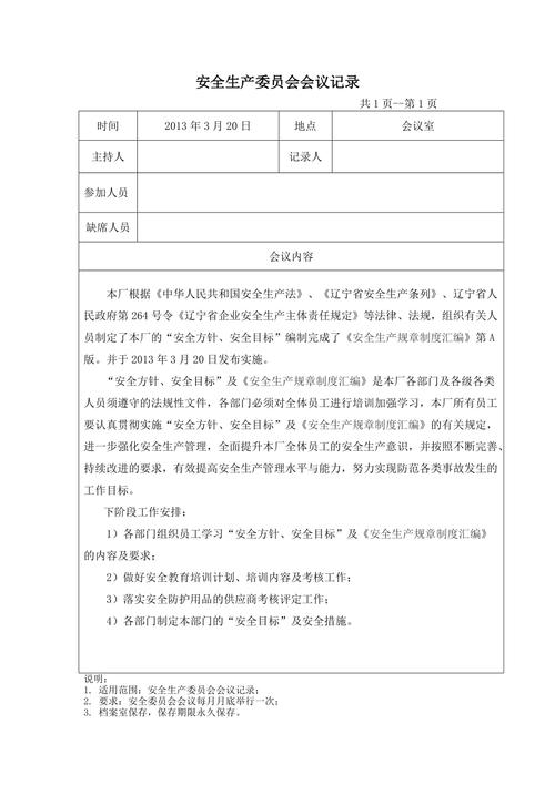 安全委员会会议记录表