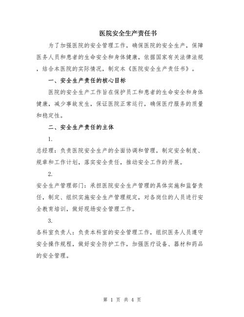 医院安全生产工作要点